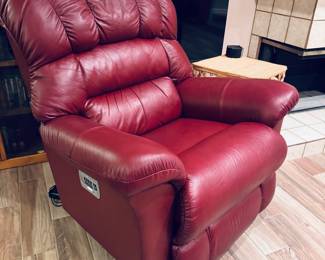 La-ZBoy red leather motorized easy chair