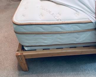 Like new Saatva Classic luxury innerspring mattress and bamboo wood platform bed