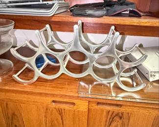Vintage Michael Noll Style Cast Aluminum Wine Rack