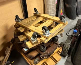 Small Wooden Rolling Plant Dollies