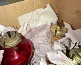 Collection of Vintage Kerosene Oil Lamps