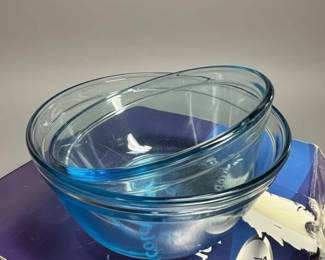 Anchor Hocking Blue Glass Mixing Bowl Set