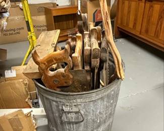 Vintage Hand Tool Assortment in Galvanized Pail