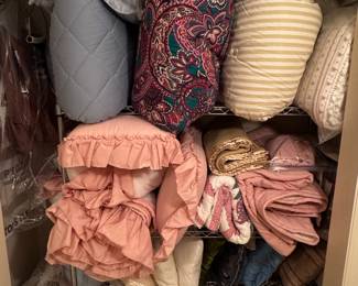 Assorted Vintage Bedding and Decorative Pillow Collection