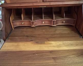 Traditional Walnut Secretary Desk with Hutch