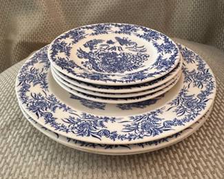 Royal China Blue Floral Transferware Plates
