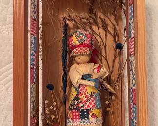 Vintage Corn Husk Doll Shadowbox