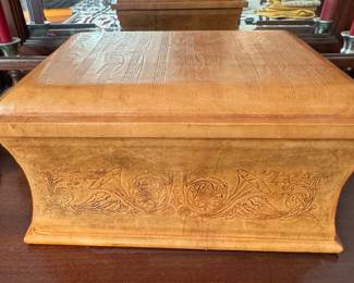 Vintage Tooled Leather Music Box