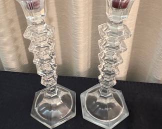 Fostoria American Clear Glass Candlesticks