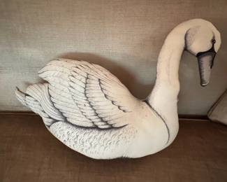 Vintage Swan Figural Throw Pillow