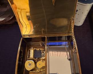 Vintage Enesco Thomas Kinkade Glass and Brass Music Jewelry Box