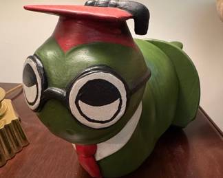 Vintage Ceramic Bookworm Figural Planter