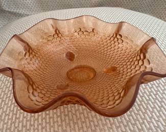 Vintage Pink Depression Glass Footed Bowl