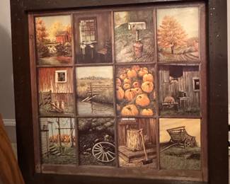 Vintage Homco 'Home Interiors' 12-Pane Window Picture by B. Mitchell
