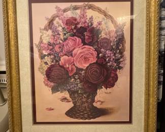 Vintage Glynda Turley Floral Basket Print