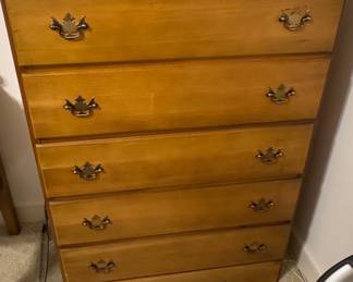 Vintage Solid Maple Five-Drawer Chest