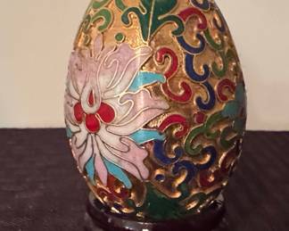 Chinese Cloisonné Decorative Egg on Stand