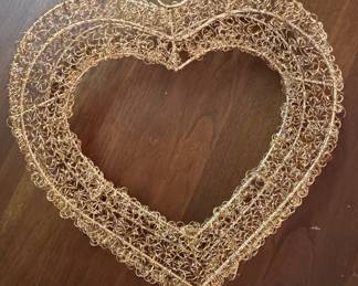 Gold-Tone Wire Mesh Heart Ornament
