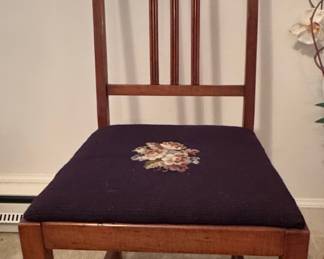 Vintage Wooden Dining Chair with Needlepoint Seat