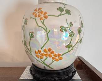 Vintage Iridescent Porcelain Ginger Jar