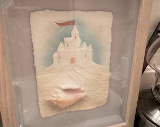 Mixed Media Shell Art 'Sandy Castle'