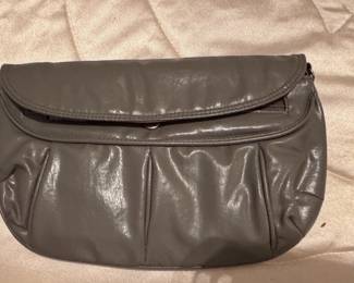 Vintage Gray Leather Clutch Bag