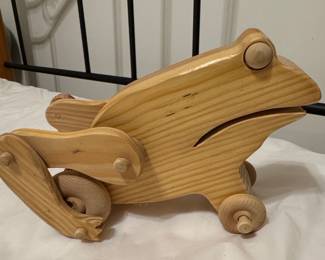 Vintage Wooden Pull-Along Frog Toy