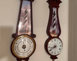 Danbury Mint Cape Hatteras Lighthouse Banjo Clock and Barometer Set by Rudi Reichardt