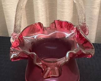 Fenton Cranberry Glass Basket