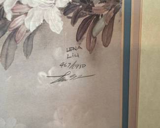 Lena Liu 'Blue Bird with Rhododendrons' Limited Edition Print
