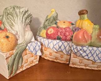 Vintage Certified International Vegetable Basket Canister Set