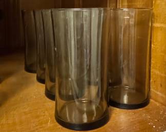 Vintage Smoke Glass Tumbler and Highball Set