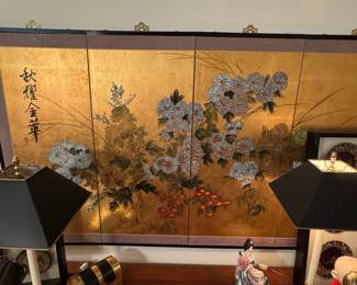 Japanese Four-Panel Byobu Folding Screen