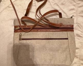 Canvas and Leather Crossbody Bag