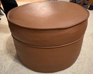 Round Faux Leather Storage Ottoman