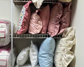 Assorted Decorative Throw Pillows and Linens Collection