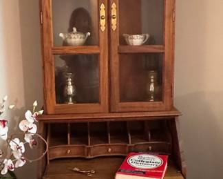 Traditional Walnut Secretary Desk with Hutch
