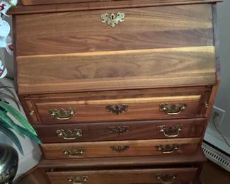 Traditional Walnut Secretary Desk with Hutch