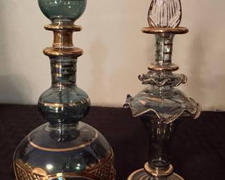Vintage Egyptian Hand-Blown Glass Decanters