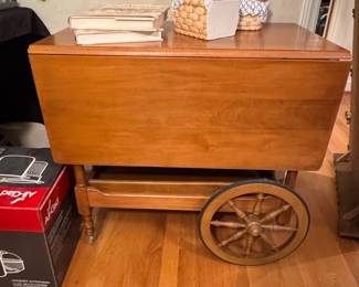 Vintage Maple Drop-Leaf Tea Cart