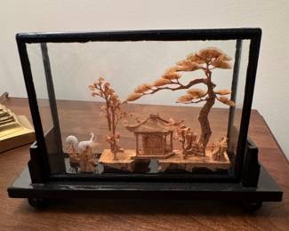 Vintage Chinese Cork Carving Diorama