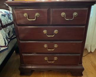 Traditional Cherry Finish Five-Drawer Bedside Chest