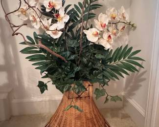 Artificial Orchid Arrangement in Wicker Basket