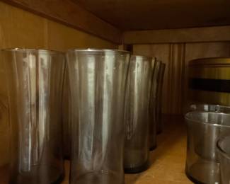 Vintage Smoke Glass Tumbler and Highball Set