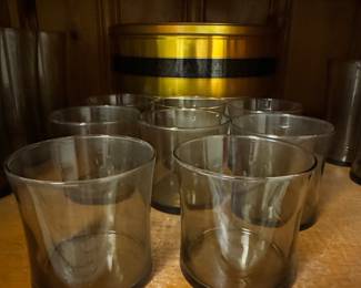 Vintage Smoke Glass Tumbler and Highball Set