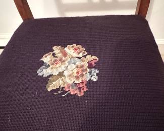 Vintage Wooden Dining Chair with Needlepoint Seat