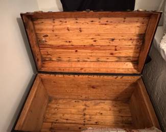 Vintage Black Painted Steamer Trunk