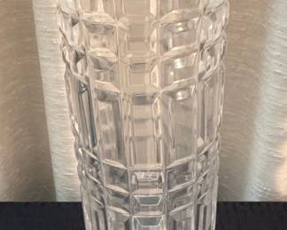 Vintage USSR Lead Crystal Plaid/Grid Pattern Vase