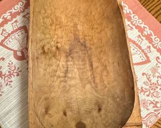 Antique Hand-Hewn Wooden Dough Bowl