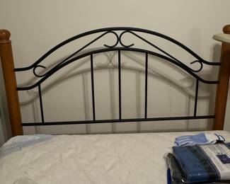 Mixed-Material Metal and Wood Headboard